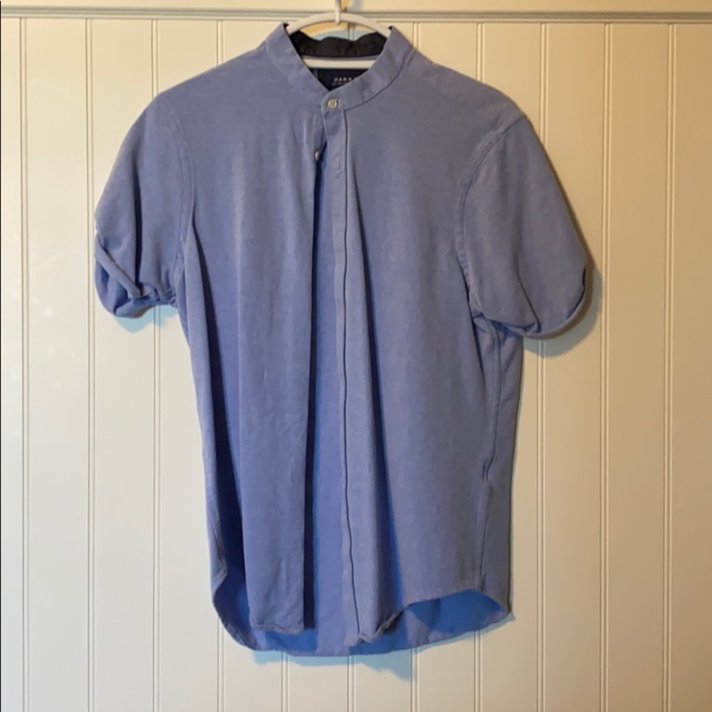 Zara Mens Collarless Button Up